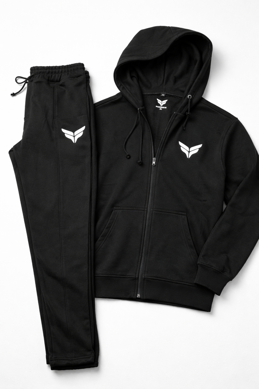 Core Black Zip-Up Tracksuit