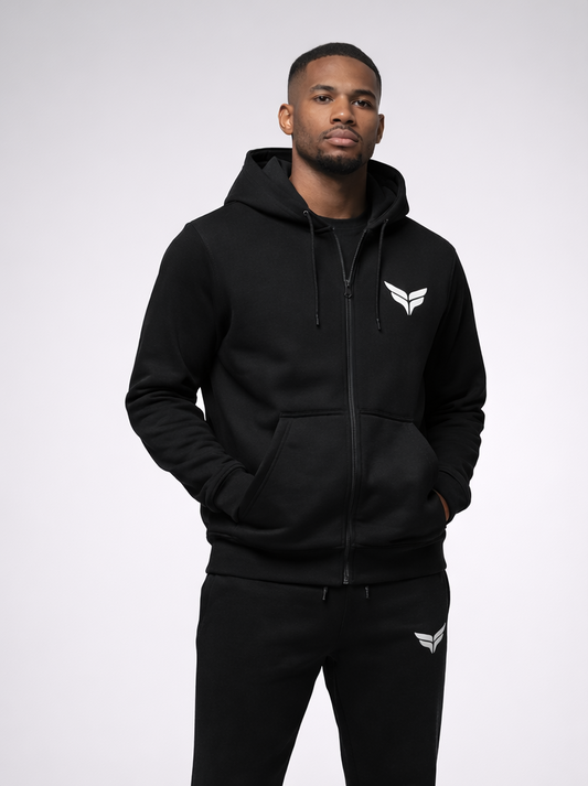 Core Black Zip-Up Tracksuit